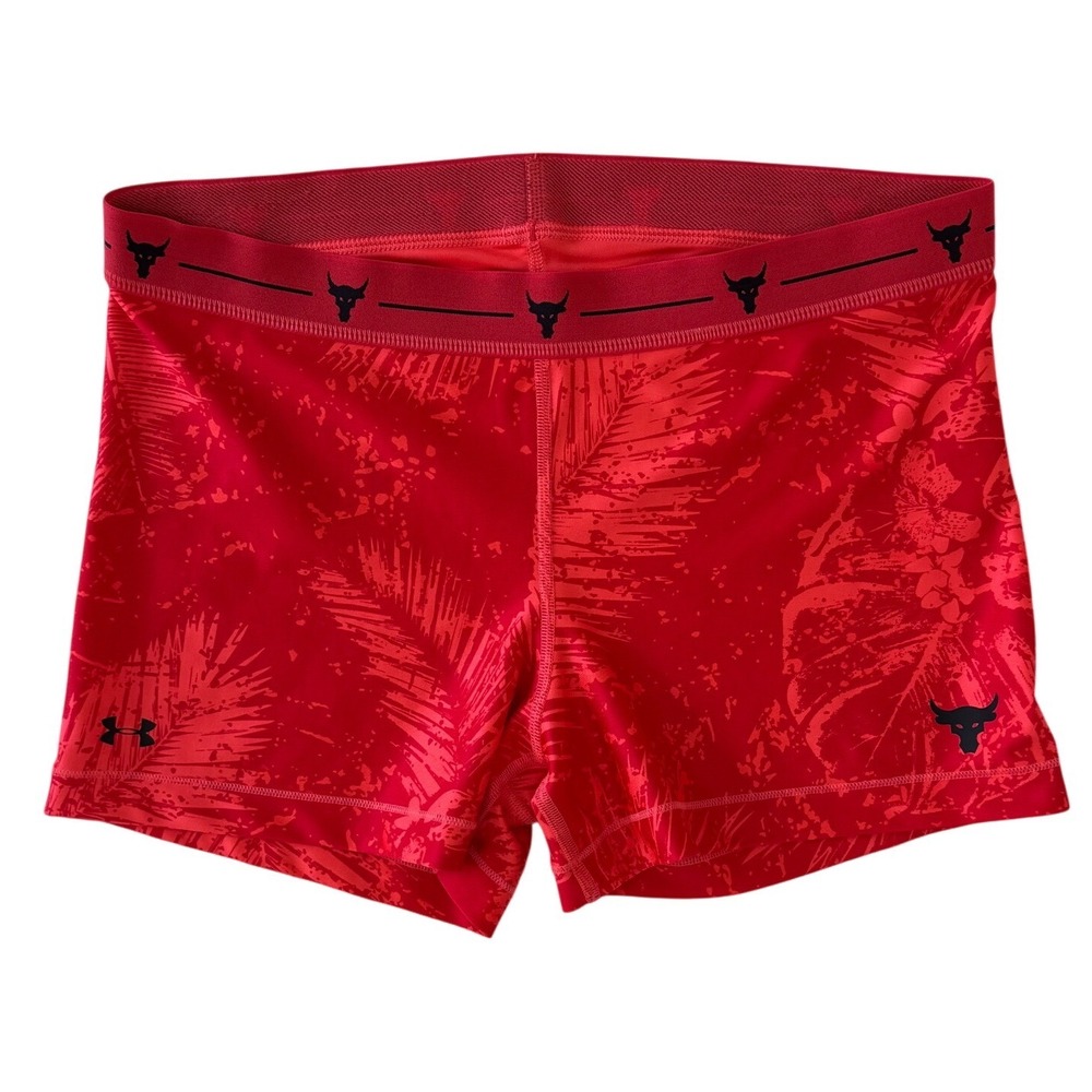 Under Armour Project Rock HeatGear Women's Compression Shorts Red Print XL